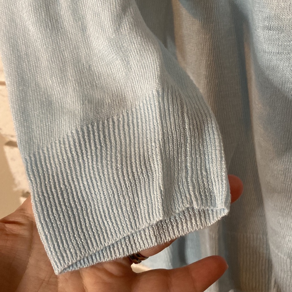 J. Crew baby‎ blue linen 3/4sleeve sweater medium - Picture 5 of 6